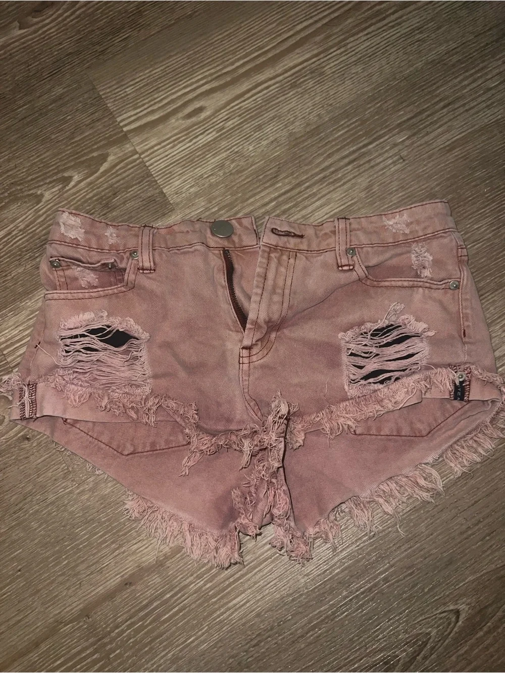Pink Distressed Women's Denim Shorts